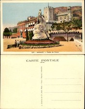 Monaco French Riviera Palais de Prince fountain statue monument old postcard