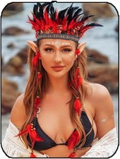 Native American Feather Headband Tribal Hair Accessory for Costumes Festivals