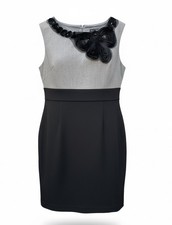 Jessica Howard Sleeveless Black/Gray Sleevless Embellished Dress, Size 12P