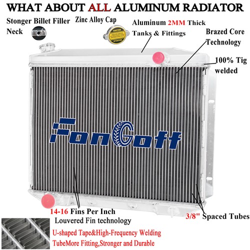 3 Row Aluminum Radiator FIT 1957-1959 Ford Fairlane Ranchero/Mercury ...