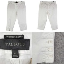 Talbots Pants Perfect Skimmer Women s Size 14 Cotton Stretch Chino White