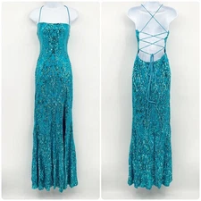 Windsor Womens Rowena Sequin Lace Up Back Prom Hoco Cocktail Gown Dress Size M