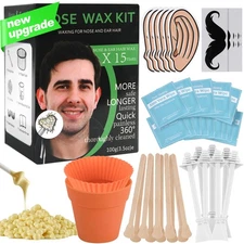 Nose Wax Kit Ear Hair Waxing Kit for Men and Women 100g Wax 30 Applicators (Up t
