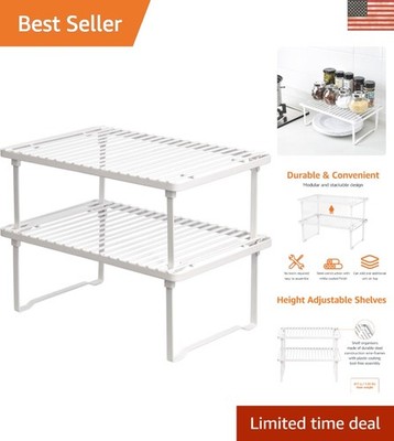 Dual-Tiered Stackable Kitchen Organizer Shelves - Perfect for Pantry Efficiency