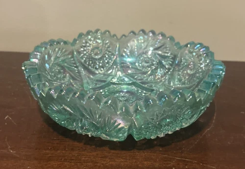 Vintage Iridescent Carnival Glass Bowl 6.5" Scalloped