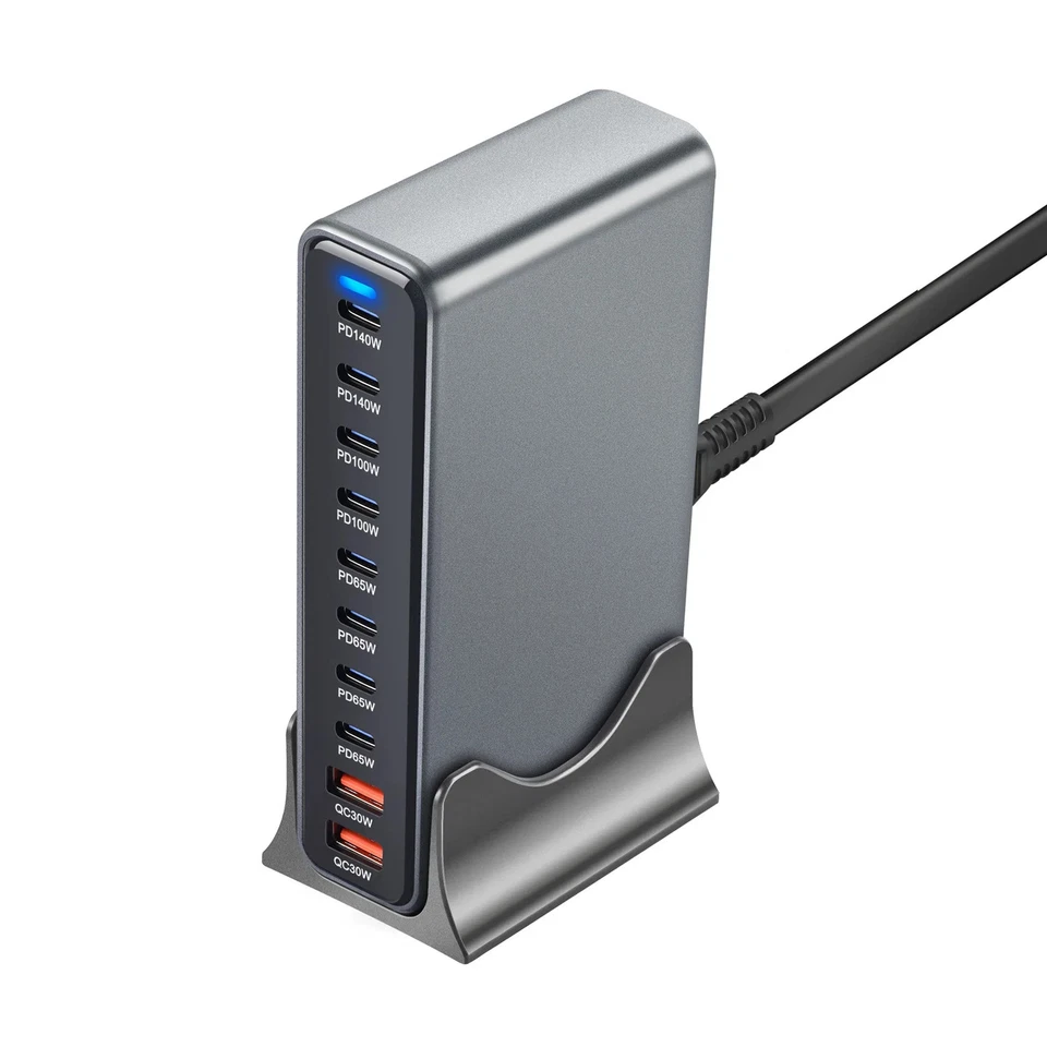 800W 10 Ports Desktop USB Type C PD 140W Fast Charging For iPhone 16 15 Laptop - Image 4 of 4