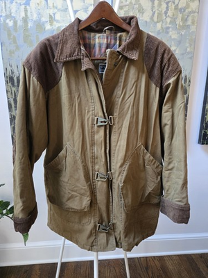 #ad Vintage Spencer Douglas Barn Chore Coat Brown Canvas with Flannel Lining Size XL $17.24