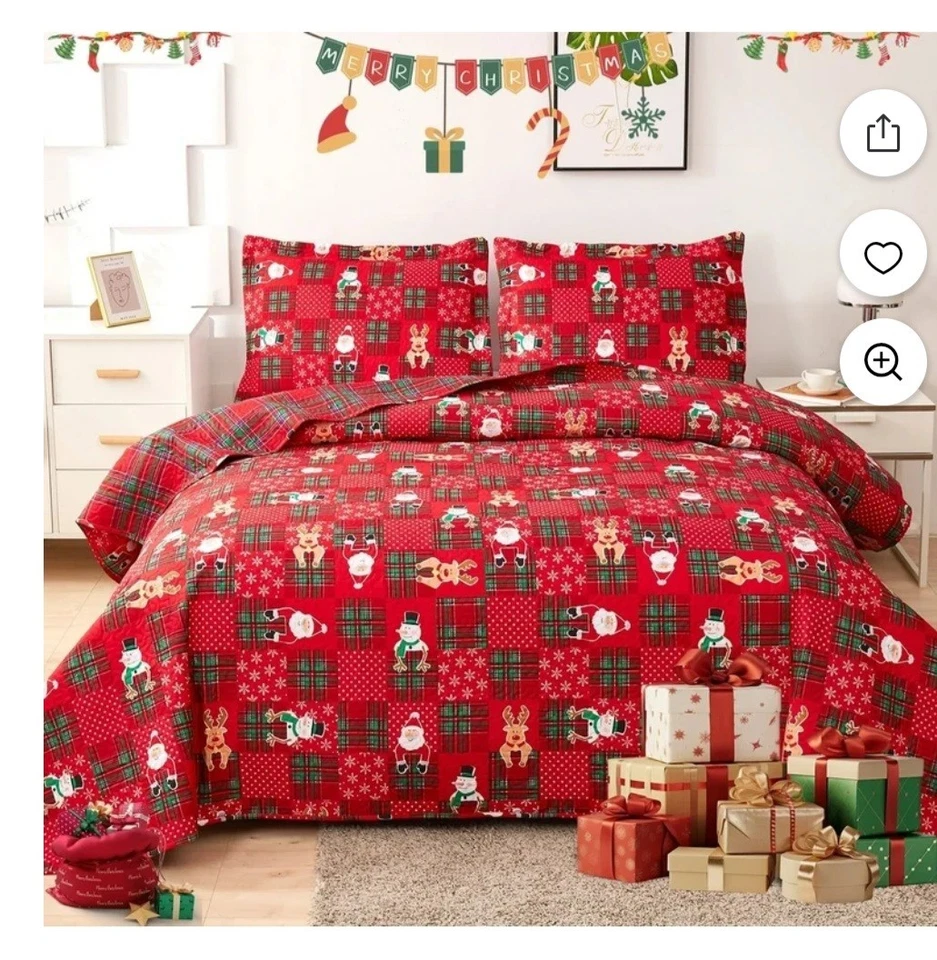 Christmas Bedspread And Pillowcases for Full Or Queen Size Bed. Brand New - Image 2 of 4