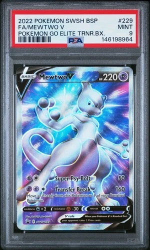 2022 POKEMON SWSH POKEMON GO ELITE TRAINER BOX #229 FULL ART/MEWTWO V PSA 9
