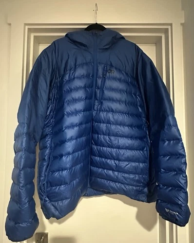 Outdoor Research Helium Down Hoodie Mens 3XL Blue 800 Fill Goose Down Puffer image 4