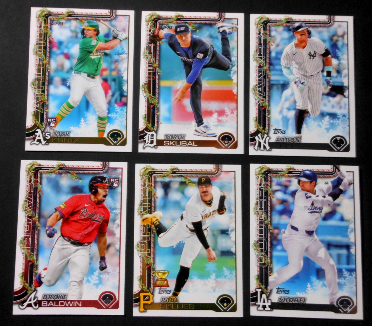 6 2025 TOPPS HOLIDAY BASEBALL AWARD WIN KURTZ BALDWIN SKUBAL SKENES JUDGE OHTANI