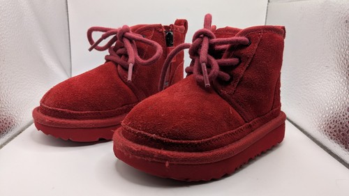 UGG Neumel II rot Wildleder Schnür Chukka Stiefel Kleinkind Größe 8 - Bild 2 von 10
