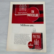 Pall Mall Cigarettes Im Particular Red Pack Bar Decor Retro Vintage Print Ad '64