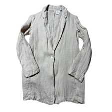 Halston Womens XS Beige 100 Linen One Button Lightweight Blazer