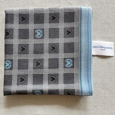 VTG Handkerchief Gray Cotton Tartan Plaid  Mickey Mouse Pocket Square 19"-J1