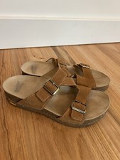 Dansko Dayna Sandals Women's 38 / 7.5 Brown Suede Cork Vibram Strappy Slide