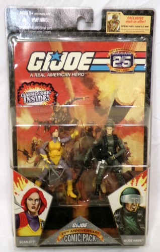 Hasbro G.I. Joe 25th Anniversary Comic Pack Scarlett & GI Joe Hawk 3.75" Set New