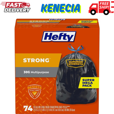 Hefty Strong Multipurpose Large Trash Bags 30 Gallon, 74 Count Dispose Garbage!!