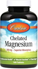 Carlson Labs Chelated Magnesium, 200mg 180 tablets - Exp.05/29 0.92 per thousand milligrams