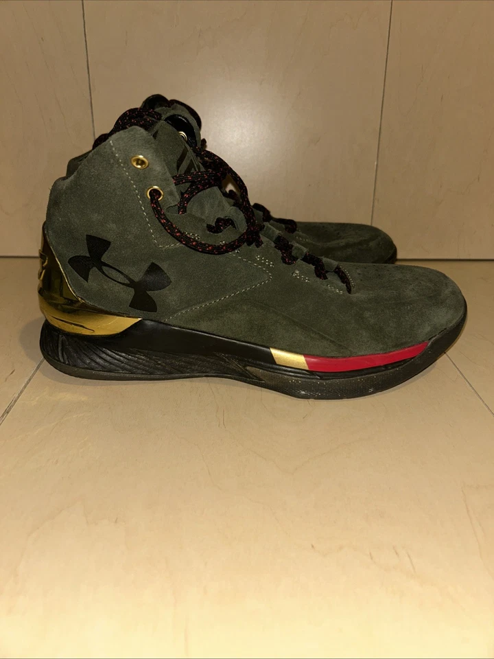 Zapato de baloncesto Under Armour Curry Lux Mid gamuza verde centro talla 7 Foto 3 de 4