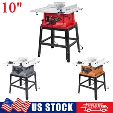 10" Table Saw w/ Stand & Push Stick 15Amp 5000RPM Portable Woodworking Table Saw