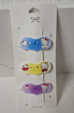 Hello Kitty Girls Plastic Hair Clip Barrettes, Stars Print, Multicolor 3-Pack