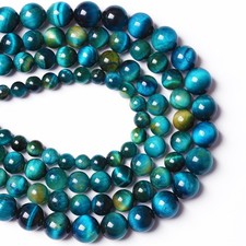 10mm Peacock Blue Tiger Eye Stone Beads Natural Crystal Spacer Loose 36 Pcs