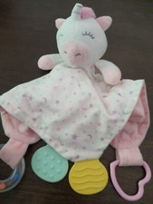Modern Baby Security Blanket Unicorn Teether Rattle Stars Blanky Lovey lovie