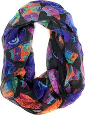 Laurel Burch Artistic Infinity Scarf Collection (Laurel Burch Multi Color Cats)
