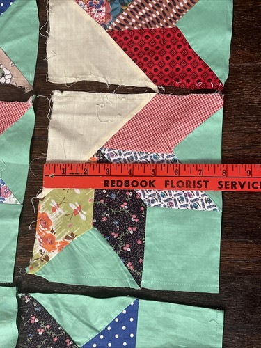 Vintage Quilt Block Squares STAR PATTERN Old Print Fabric Lot 12 - Picture 7 of 8