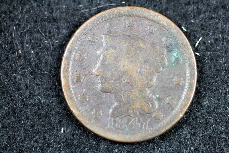 Estate Find 1847 - Braided Hair Large Cent!!  #J01472