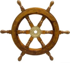 Ship Wheel Boat Ship Steering Wheel Brass Hub Wood Wooden Decor Nautical Pirate