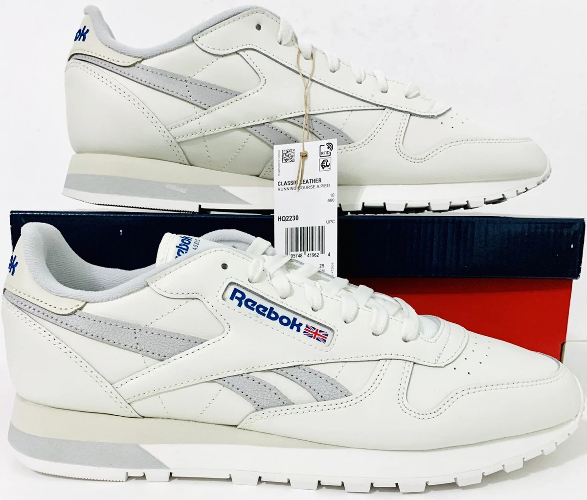 Reebok Mens Classic Leather Shoes Sz 11 Chalk White Grey HQ2230 NIB