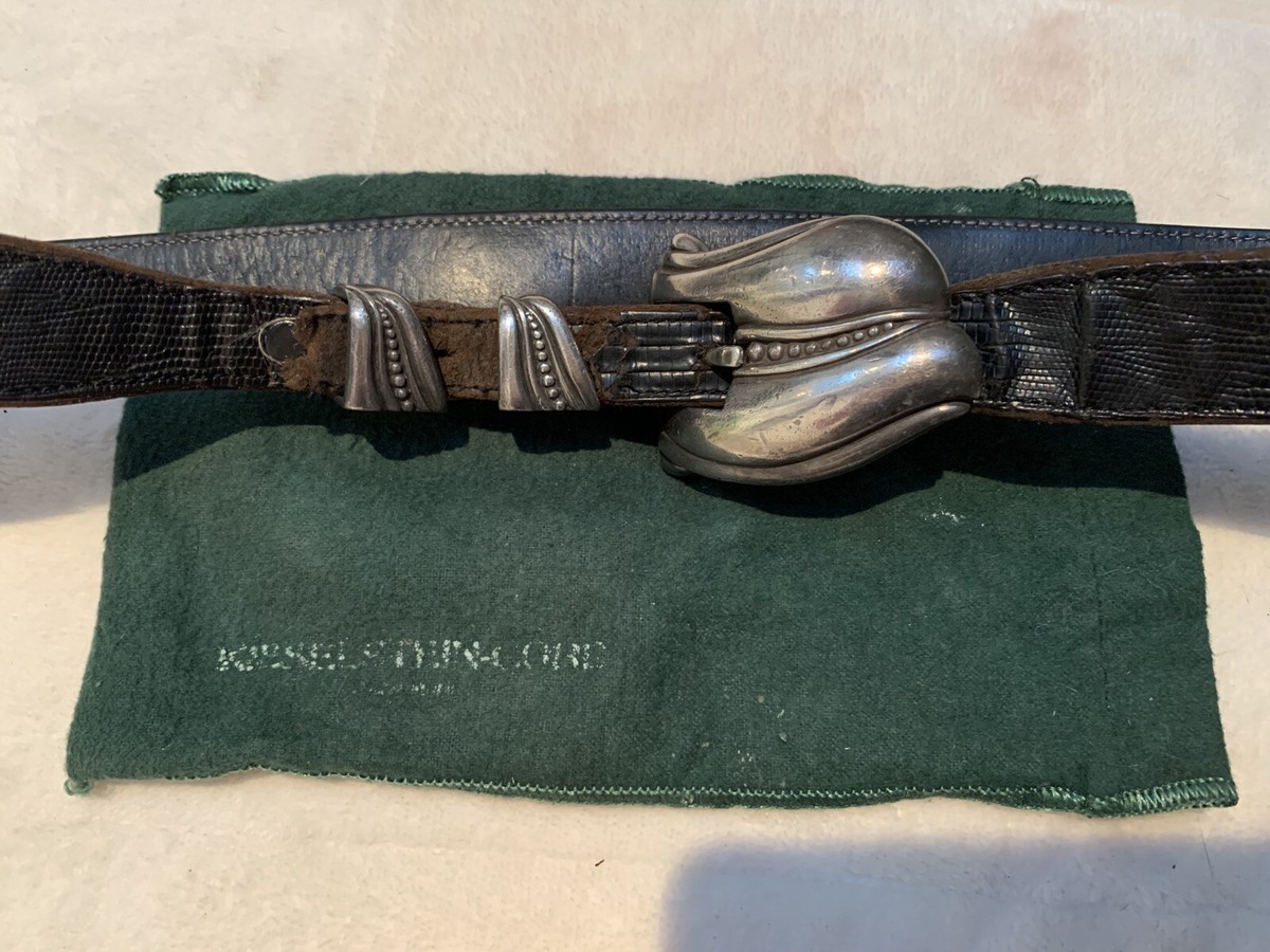 BARRY KIESELSTEIN 1981 Silver Buckle BELT Lizard Auth Kieselstein 1981 Silver Signature Buckle With Red  main image 4