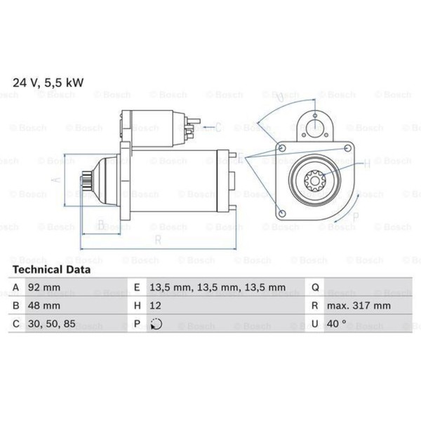 Bosch Anlasser Starter 5.5Kw 0 986 022 640-image