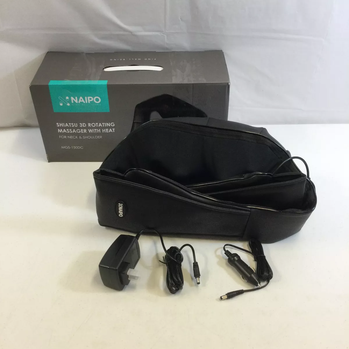 Naipo MGS 150DC Black Shiatsu 3D Rotating Massager With Heat For