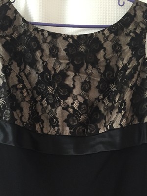 black satin lace up dress Nox Anabel S1518 Prom Evening Long Slit Prom Dress