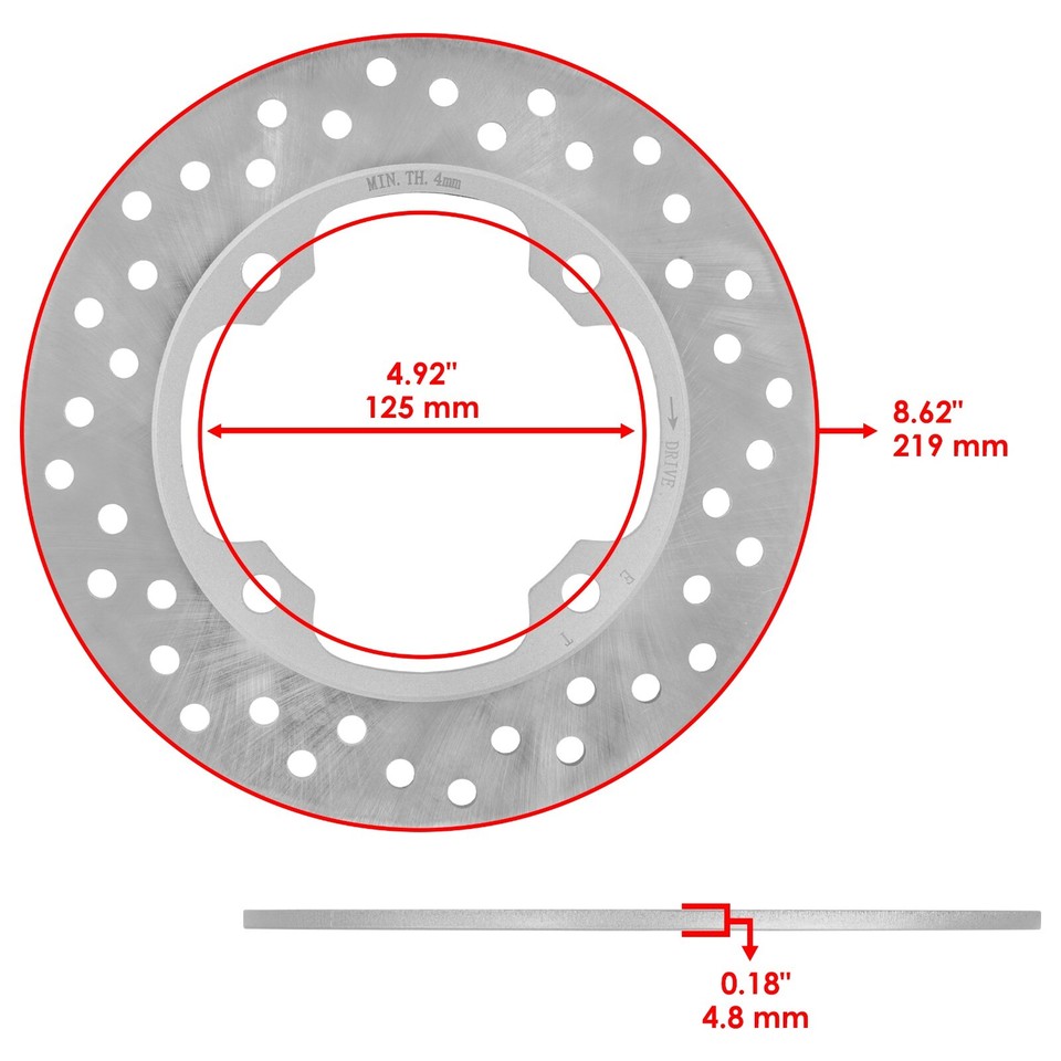 Caltric Rear Brake Disc Rotor With Bolts For Honda XR650L 1993-2020 – Drilled, Silver