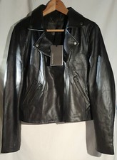 Muubaa Women's Black Biker Style 100% Sheep Leather Jacket Size Uk 16 .new