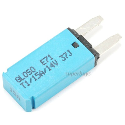 1pc 15A Mini Blade Fuse Auto Reset Circuit Breaker Bus Vehicle Assorted