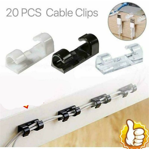 20Pcs Self-Adhesive Cable Clips Cord Management Wire Holder Organizer Clamp AU - Photo 4/12