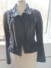 Bcbg Maxazria Black Leather Biker Jacket Size Small