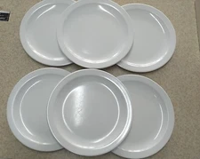 Set Of (6)  Dallas Ware Melamine 10" Dinner Plates Cream White P-49 USA