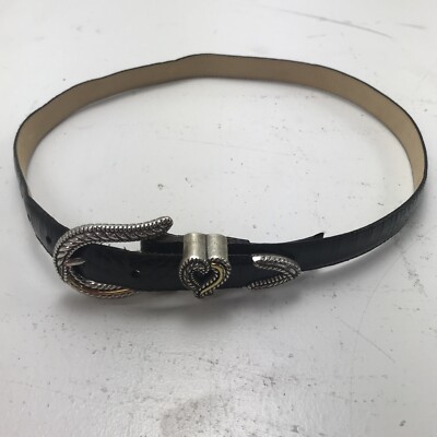 Black Heart Belt with Silver Accents Heart Belt - Black Italian Leather Silver Heart Belt  main image 4