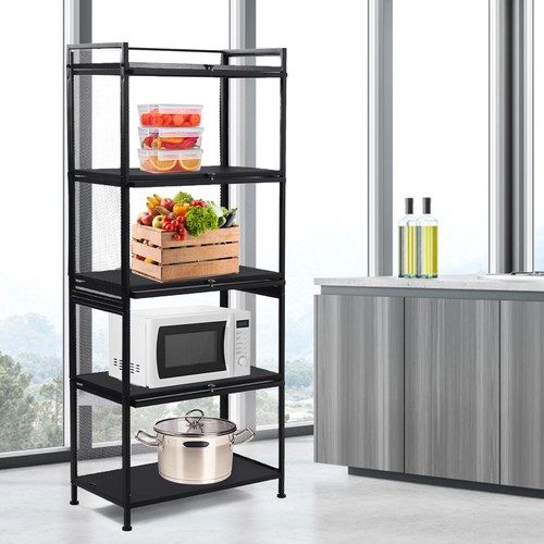 5 Shelf Modern Bookcase Bookshelf Home Display Rack Storage Cabinet and Doors