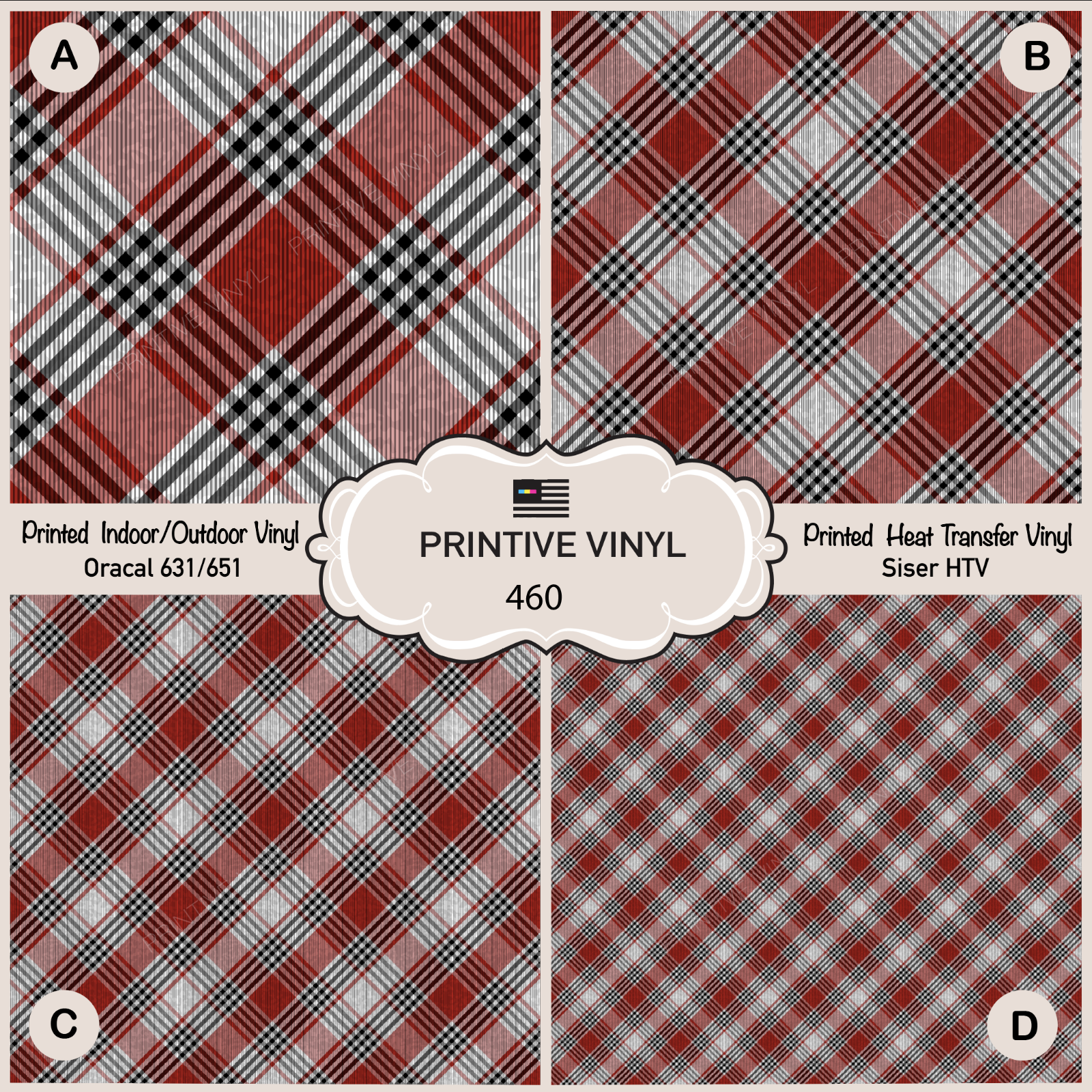 Tartan plaid Patterned Iron on, Printed Siser HTV, OracalAdhesive Vinyl 460