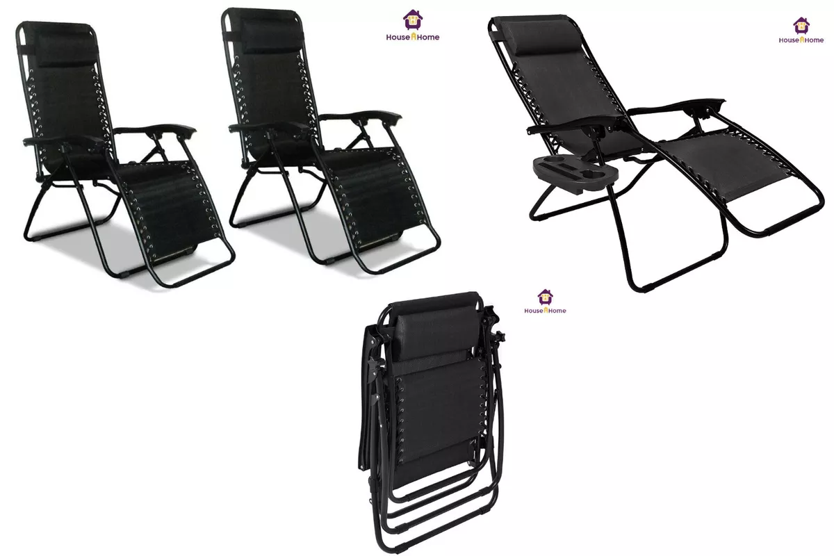 2X Zero Gravity Reclining Chair Garden Sun Lounger Folding With