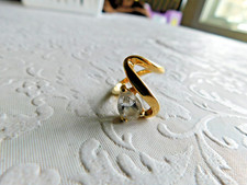 VINTAGE 18K GOLD ELECTROPLATED CZ SNAKE RING SIZE 7 - 4.7g