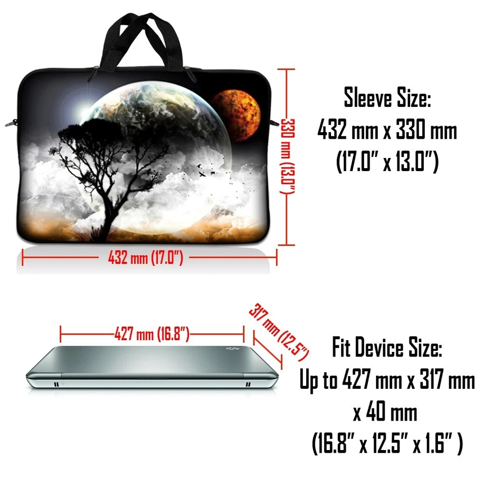 Bolsa de laptop 17 polegadas estojo de transporte com alça de ombro Macbook Acer Moon Eclips - Imagem 2 de 3