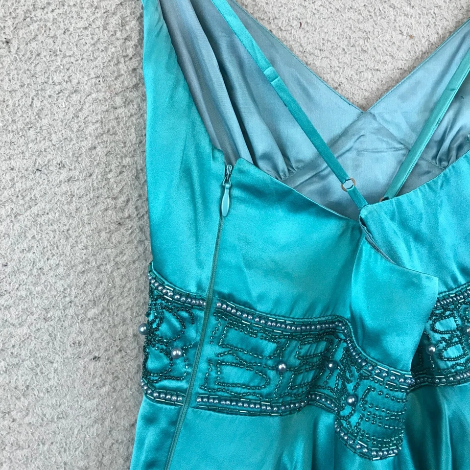 Vintage 90s BETSEY JOHNSON Evening Blue Sequin Slip Dress size 2 100% silk - Image 4 of 4